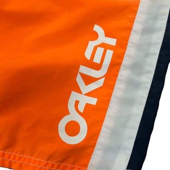 Oakley Men's Board Shorts Orange Navy White Size 36 - Picture 4 of 9